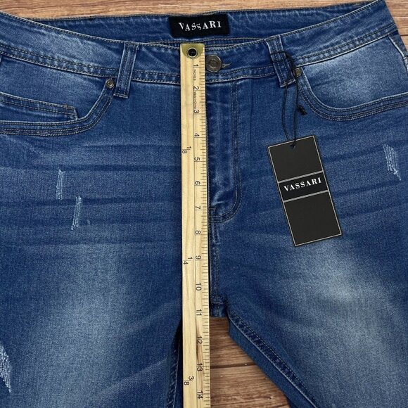 Vassari Mens Low Rise  Skinny Leg Blue Denim Jeans Size 36x32 - Picture 5 of 10